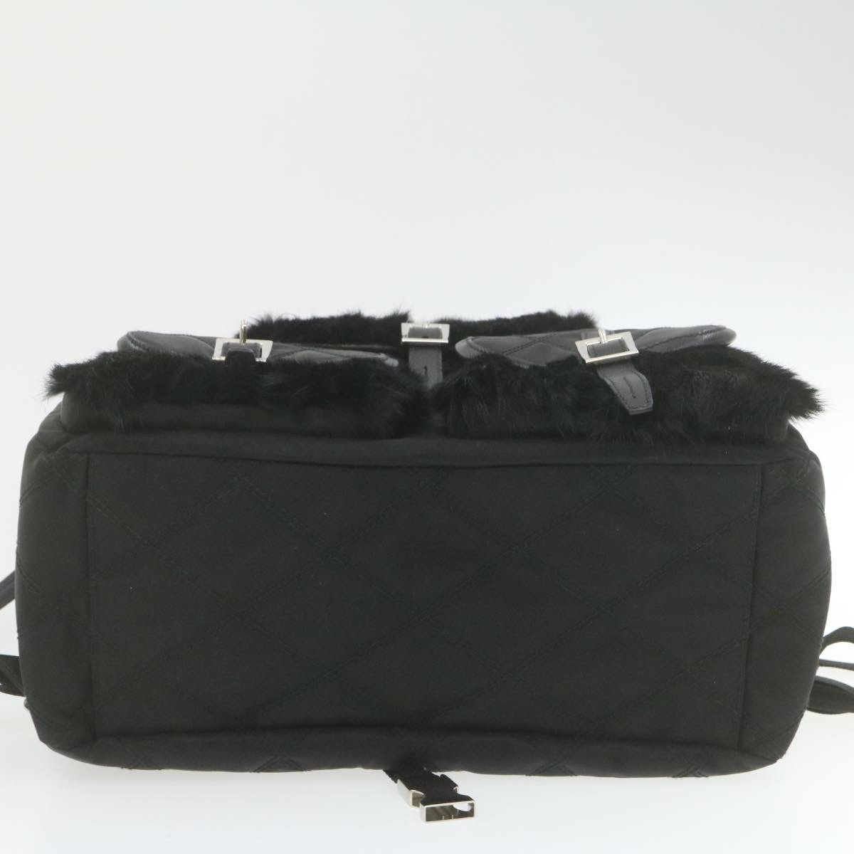PRADA Nylon Fur Backpack Black 2VZ015 21454A