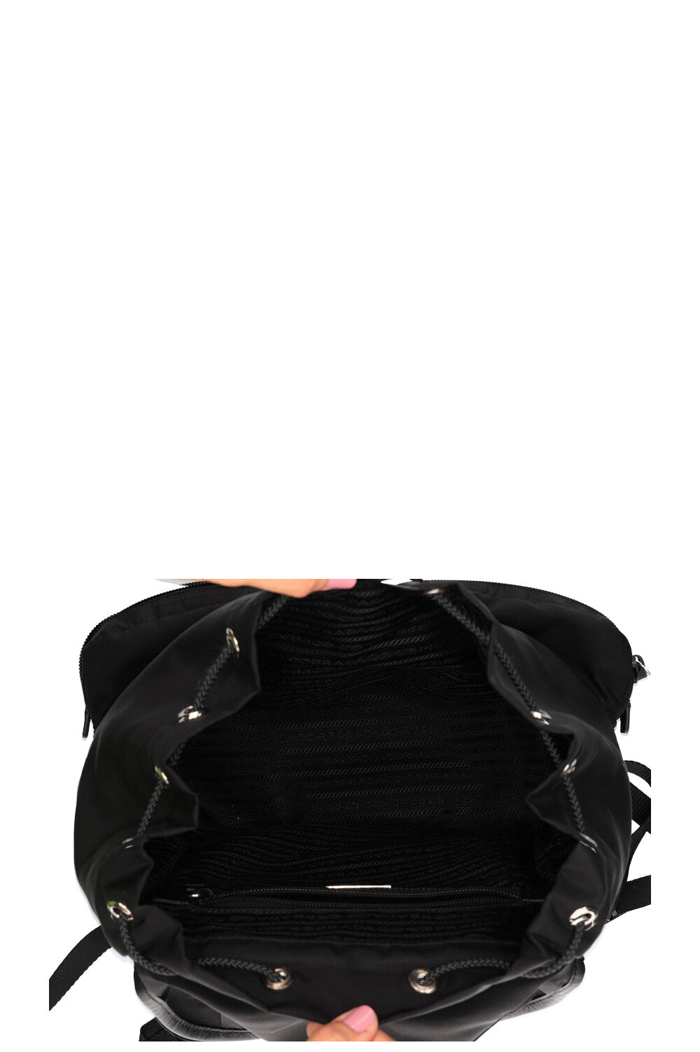 PRADA Backpack Nylon Black with Silver