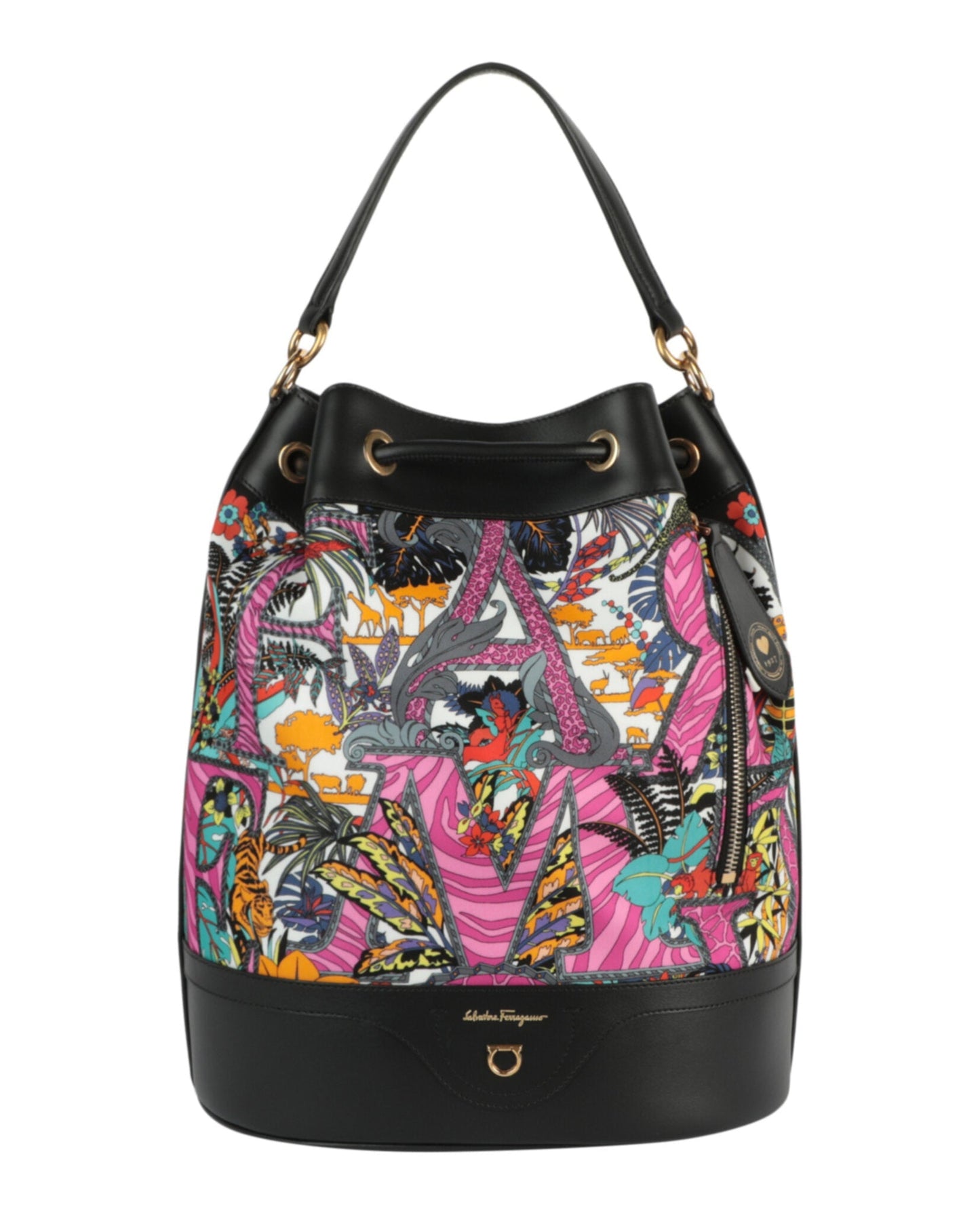 Ferragamo Safari-Print Leather-Trim Backpack Womens 212283-755810