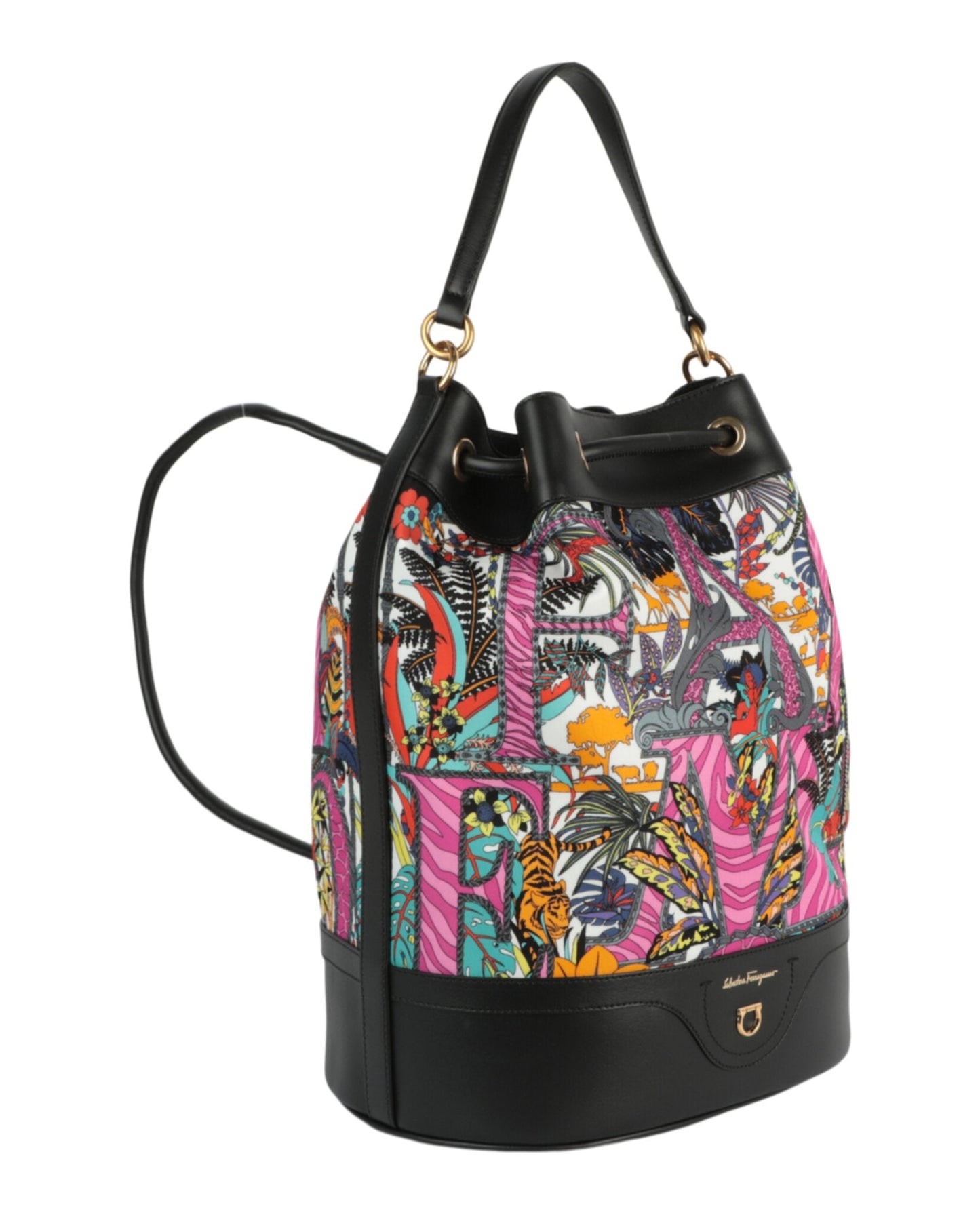 Ferragamo Safari-Print Leather-Trim Backpack Womens 212283-755810