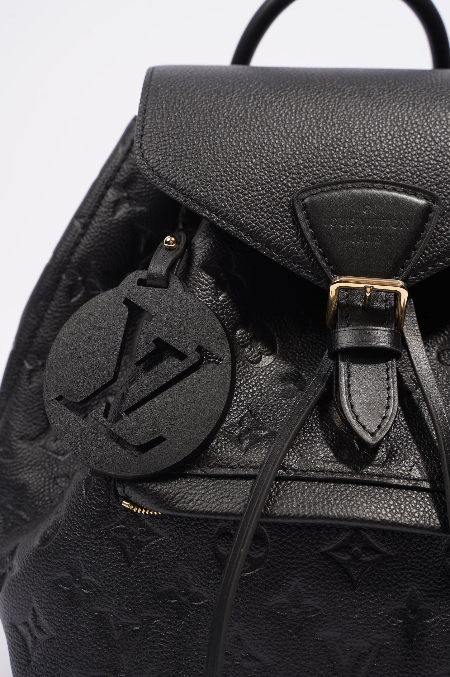 Louis Vuitton Womens Montsouris Backpack Daypack Black Leather PM