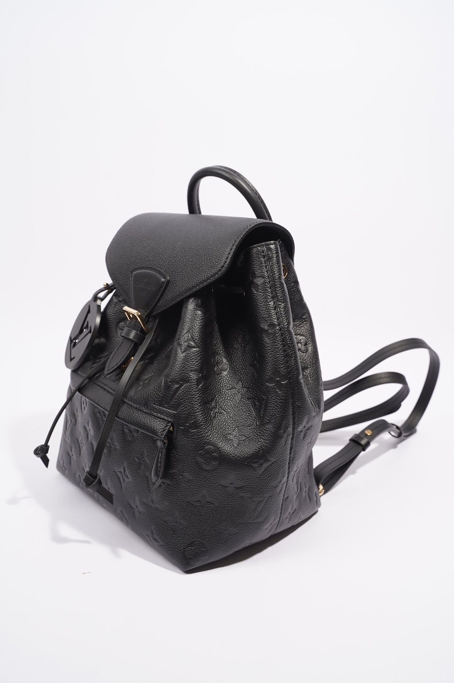 Louis Vuitton Womens Montsouris Backpack Daypack Black Leather PM