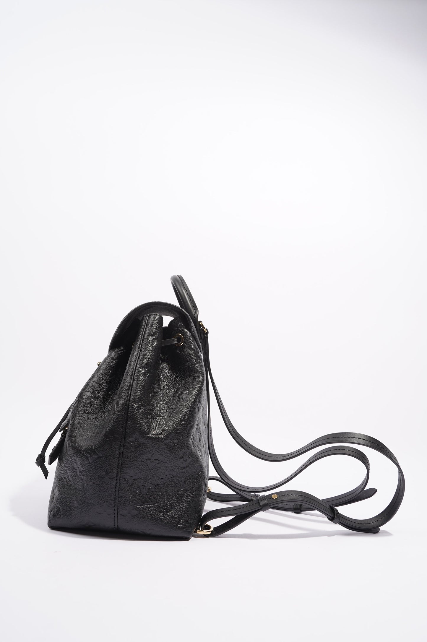 Louis Vuitton Womens Montsouris Backpack Daypack Black Leather PM