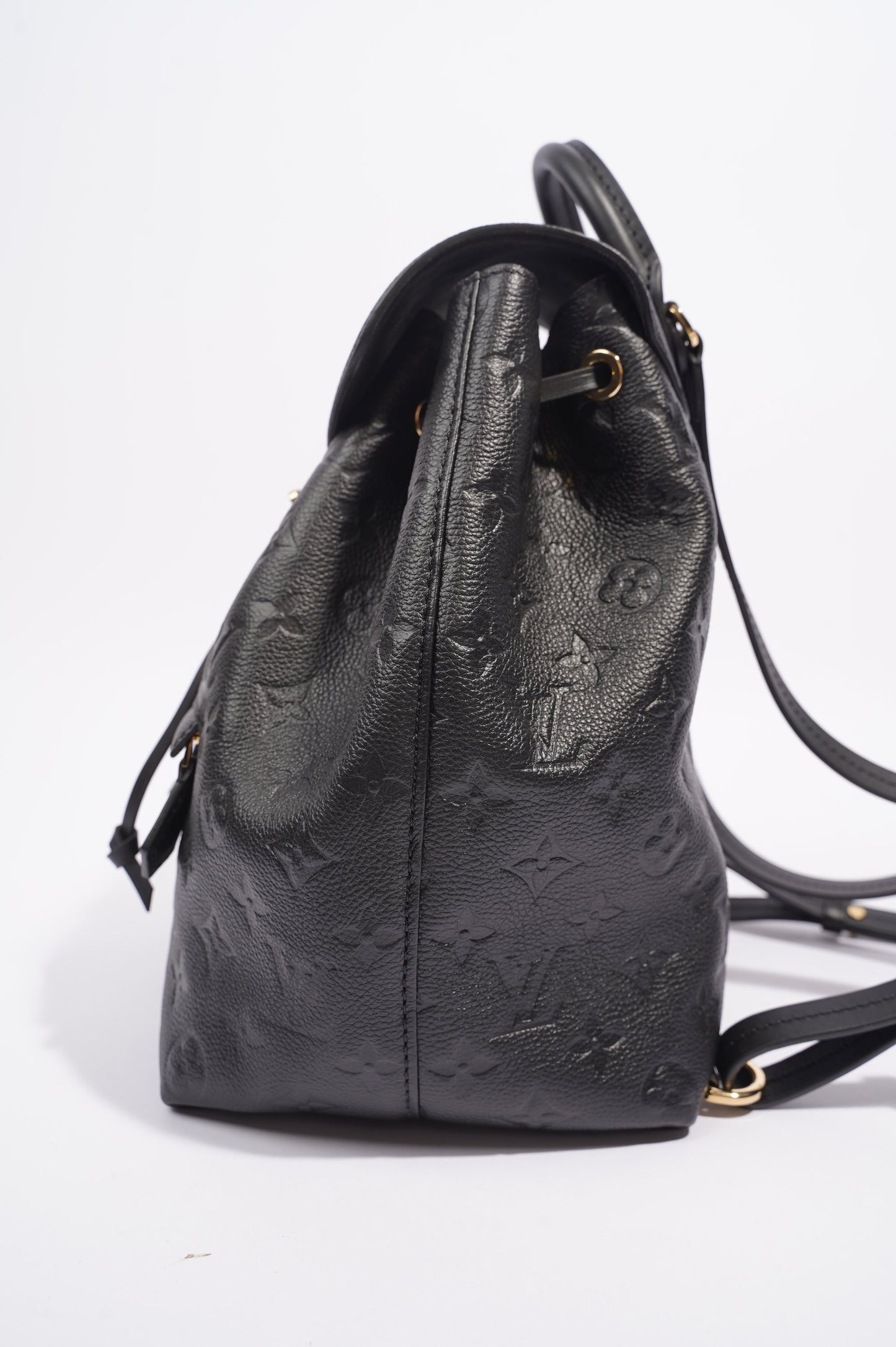 Louis Vuitton Womens Montsouris Backpack Daypack Black Leather PM