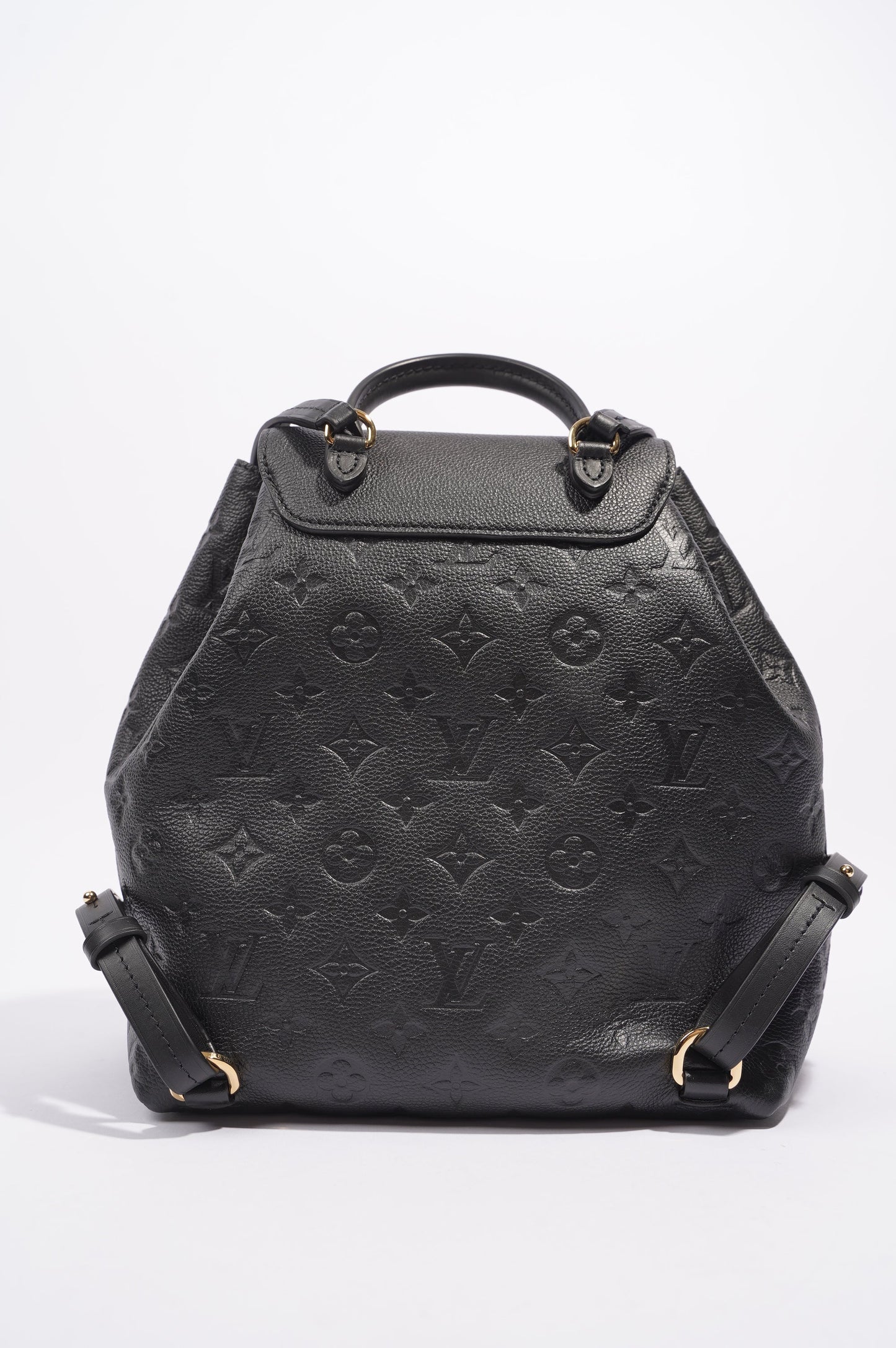 Louis Vuitton Womens Montsouris Backpack Daypack Black Leather PM