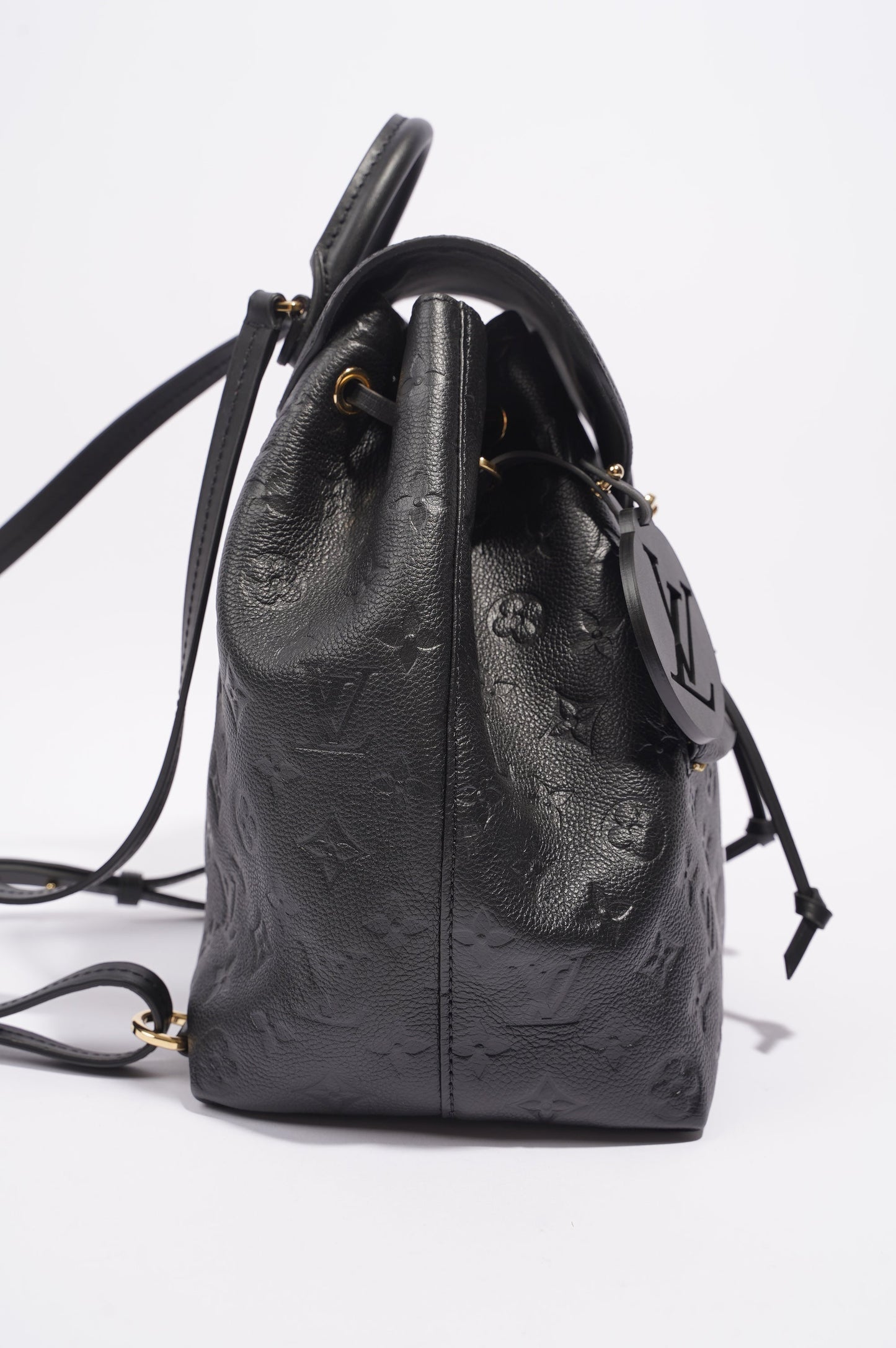 Louis Vuitton Womens Montsouris Backpack Daypack Black Leather PM