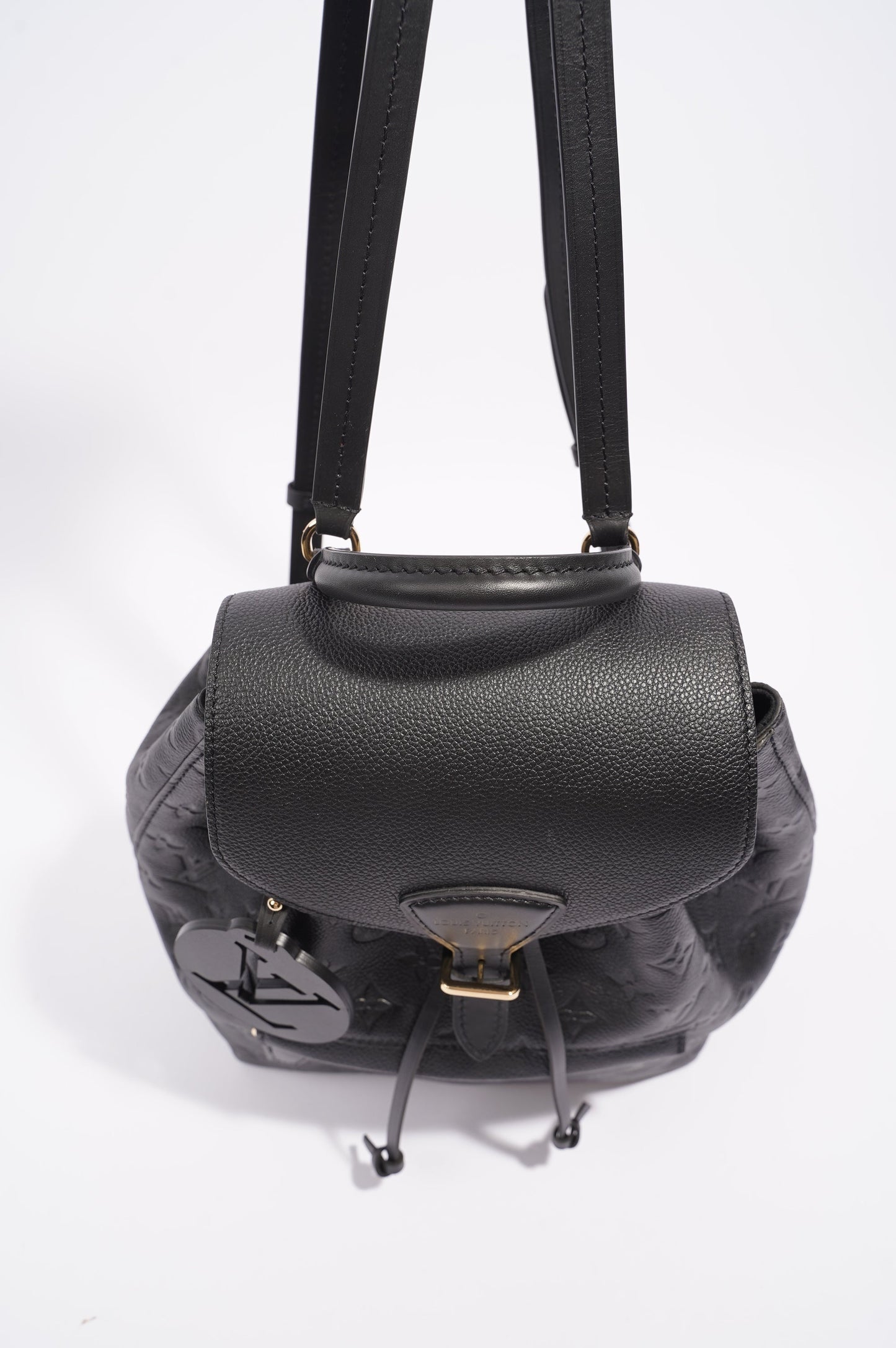 Louis Vuitton Womens Montsouris Backpack Daypack Black Leather PM