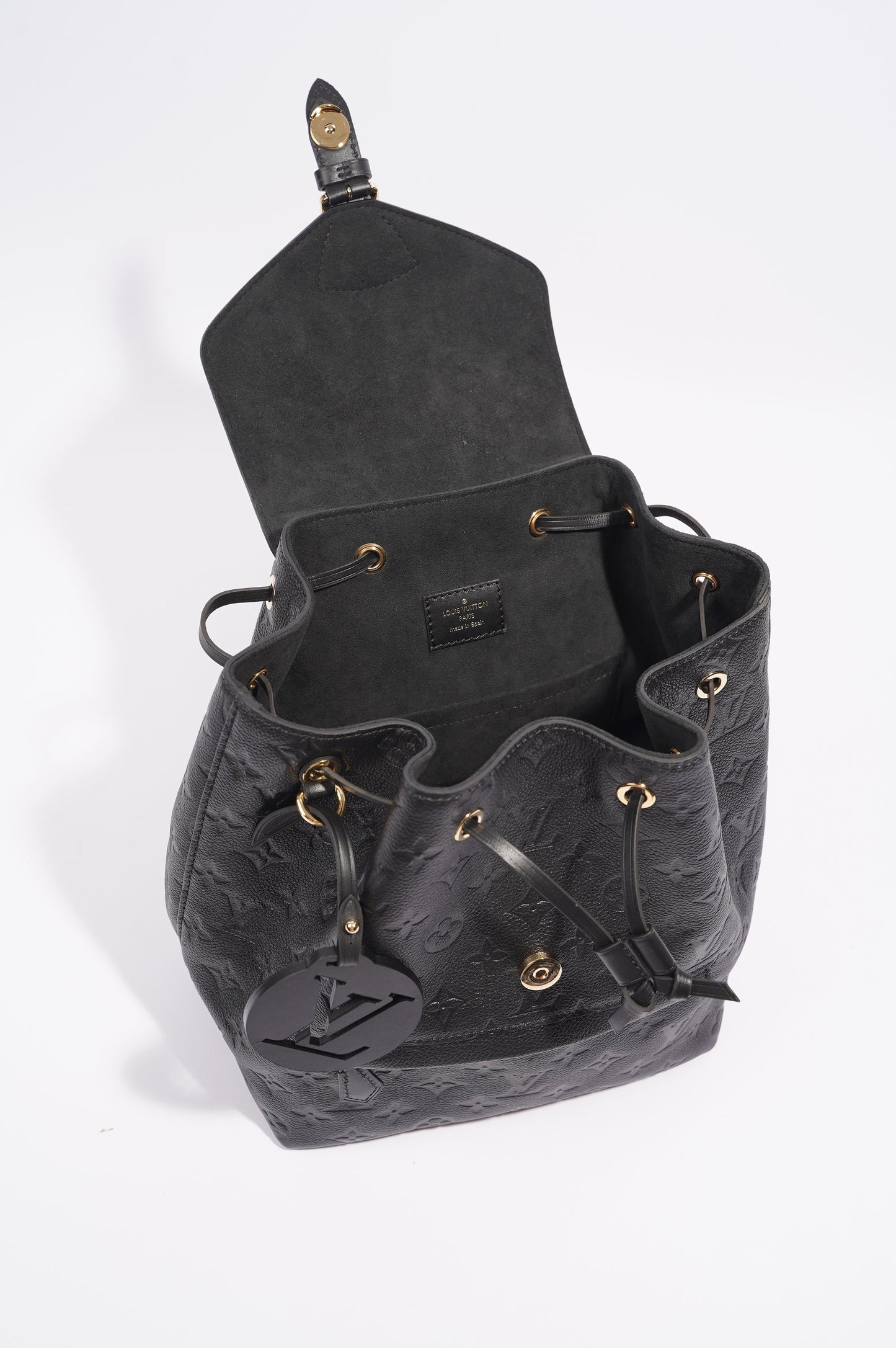 Louis Vuitton Womens Montsouris Backpack Daypack Black Leather PM