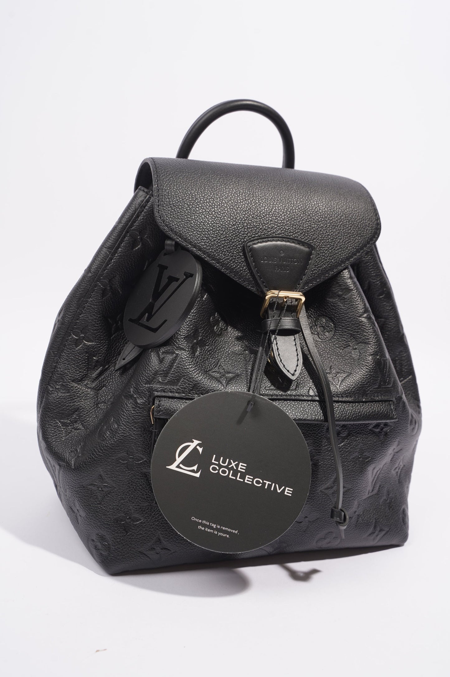 Louis Vuitton Womens Montsouris Backpack Daypack Black Leather PM