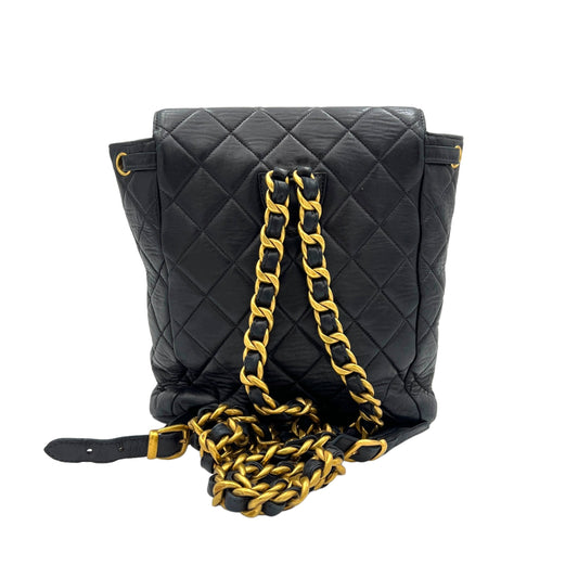 Vintage Black Backpack in Lambskin, Gold hardware