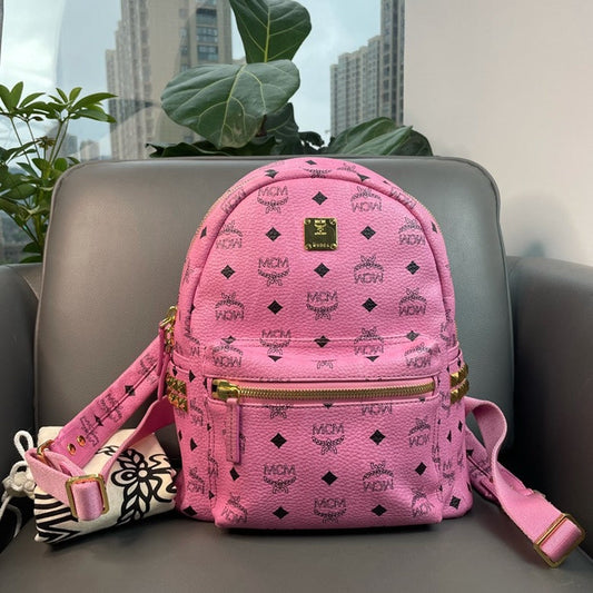 Pre-Loved MCM Stark Backpack Pink Leather Medium